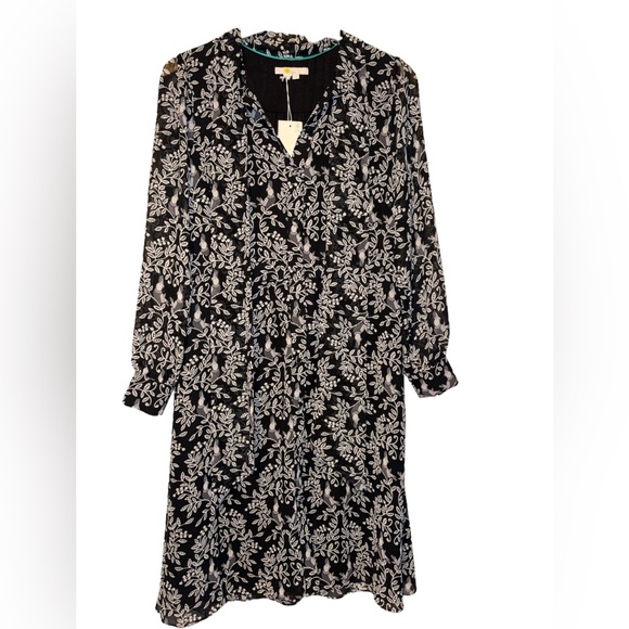 Boden Elegant Black and White Floral Parrot Paradise Dress 8 - Picture 3 of 11